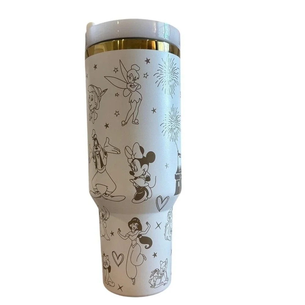 Stanley‎ Quencher H2.0 FlowState Tumbler 40oz Disney Castle White Gold Limited
